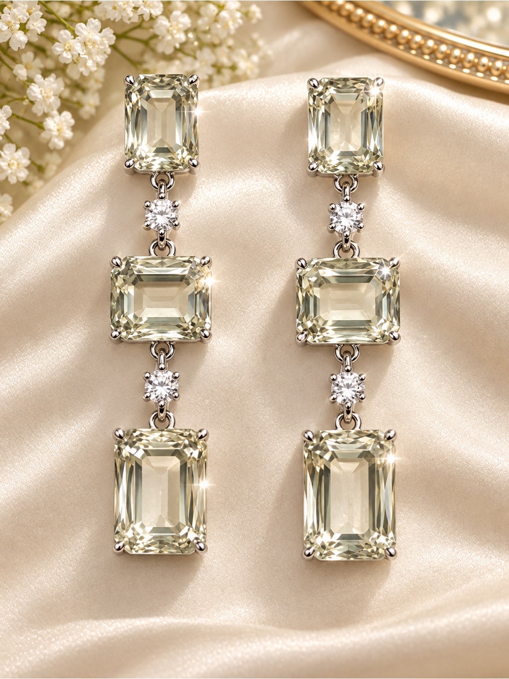 Elegant Champagne Crystal Drop Earrings - Women Jewelry